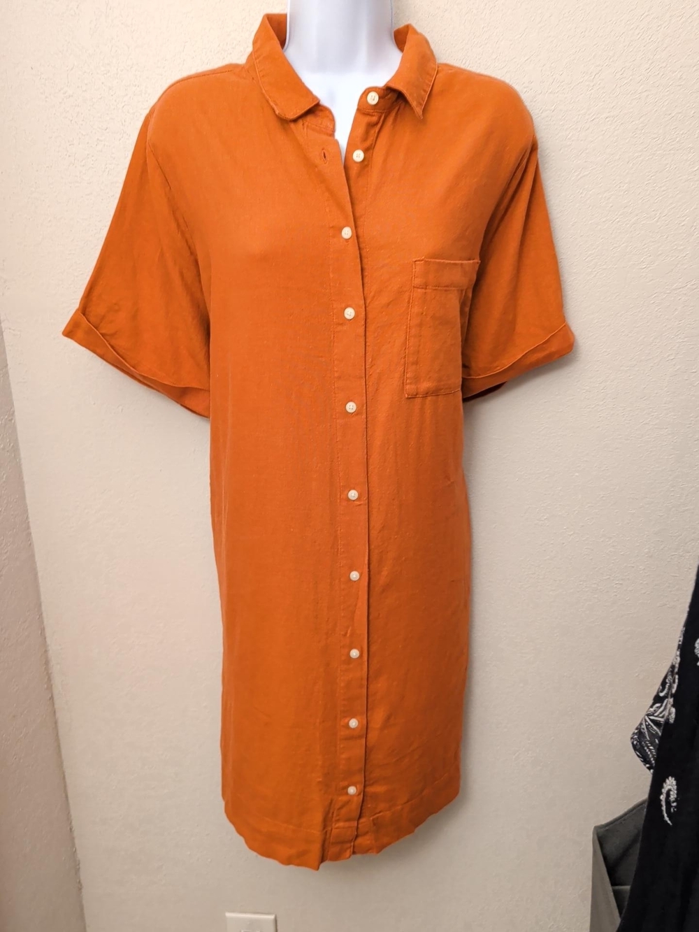 Old Navy Burnt Orange Linen Blend Shirt Dress - Picture 3 of 3